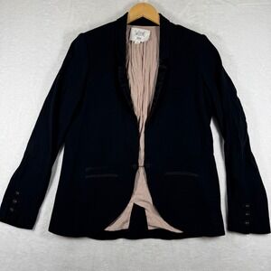Swildens Black Viscose Tailored Blazer Jacket Chain Button French Size 38 US 6